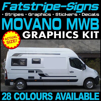 passend für Vauxhall (Opel) Movano L2 MWB WOHNMOBIL VAN GRAFIK AUFKLEBER STREIFEN DECALS