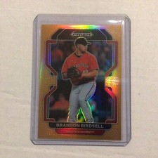2022 Panini Prizm Draft Picks Neon Orange 49/50 made Brandon Birdsell RC Cubs