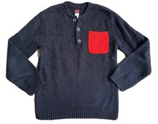 Tea Collection Henley Pocket Knit Sweater Heritage Navy Blue Size S 4-5 NWT