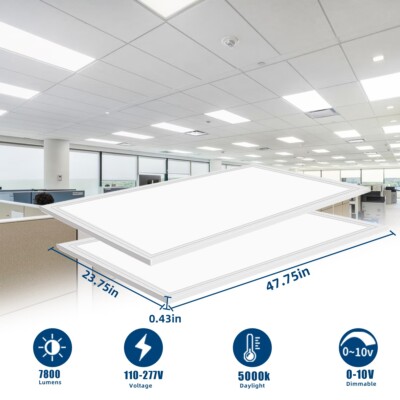 2x4 FT LED Troffer Panel Edge-Lit Flat (2-4 PACK) 5000k Daylight White, 75 Watts