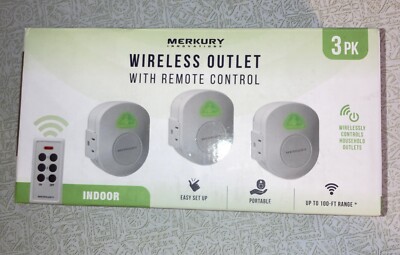 Merkury Indoor Wireless Outlet 3 Pack With Remote Control