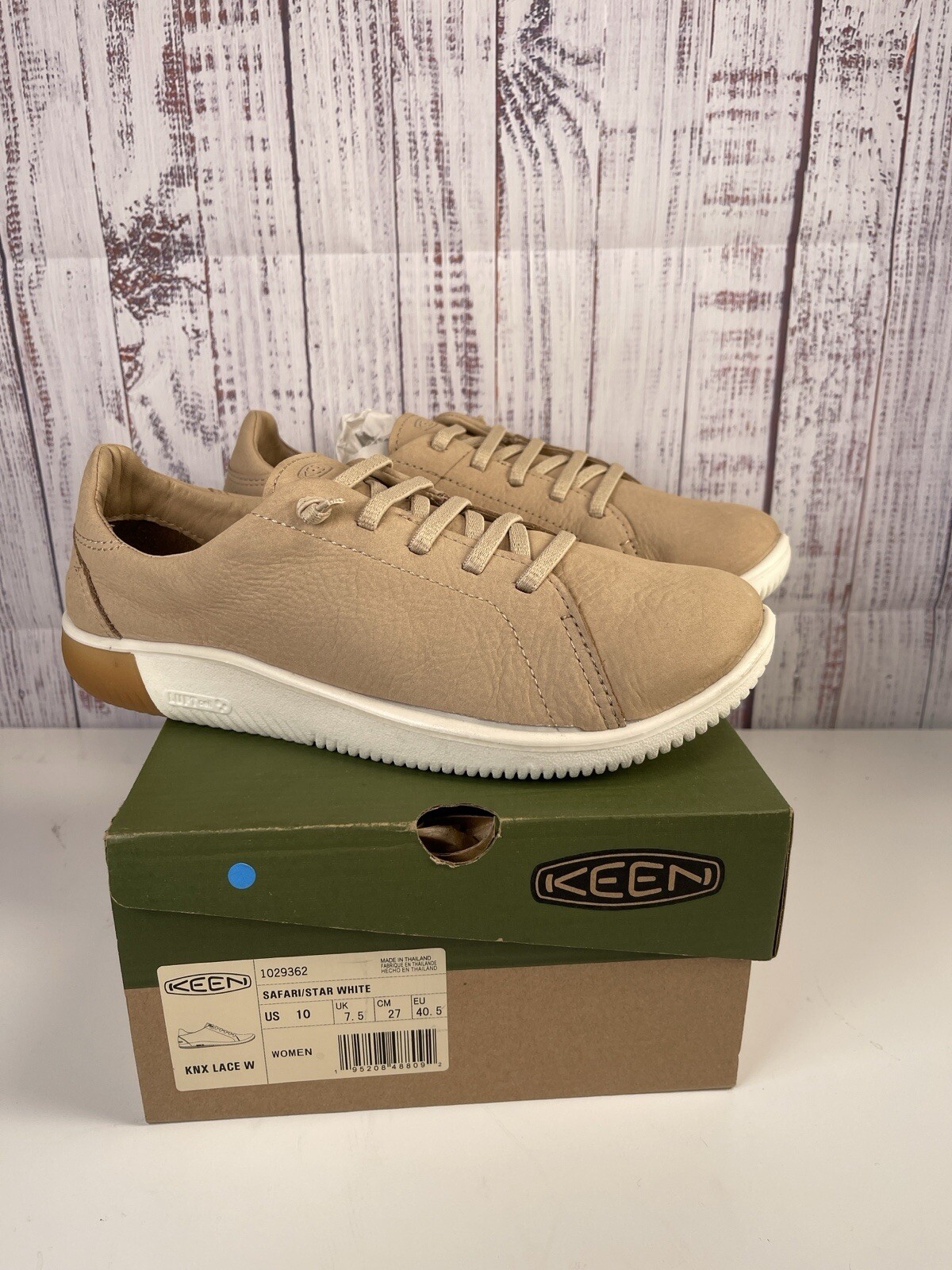 Keen KNX Sneakers basse da donna in pelle con pizzo Safari bianco taglia 10 B1029362