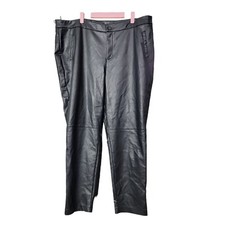 Eloquii Gena Fit Slim Faux Leather Pant Trouser Black Plus Size 20