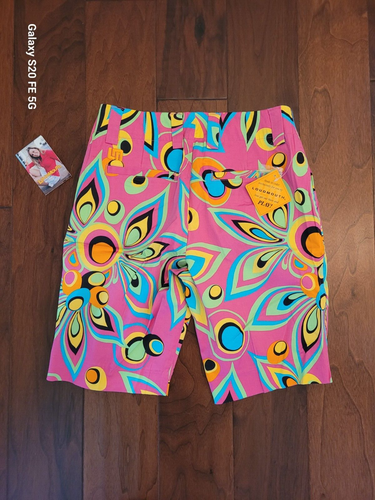 NWT Loudmouth Ladies Shagadelic Pink Stretchtech Bermuda Shorts, Size 2 - Picture 3 of 3