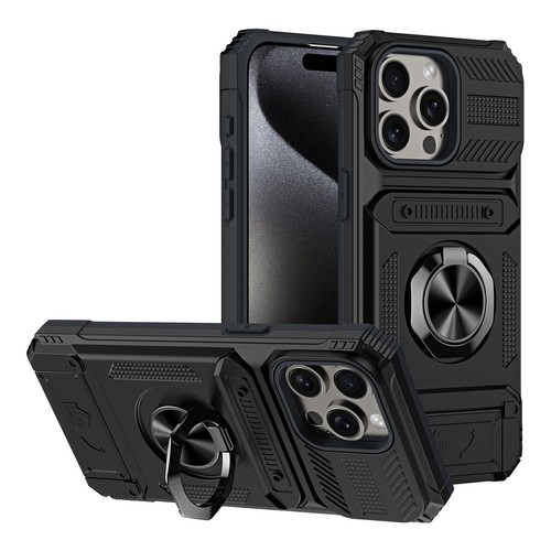 For T-Mobile REVVL 7 Pro, Shockproof Ring Stand Magnetic Card Holder Case Cover - 第 12/20 張圖片