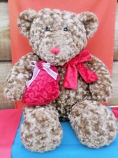 DAN DEE VALENTINE PLUSH BEAR w RED BOW AND LARGE RED HEART LARGE 28"-NWOT
