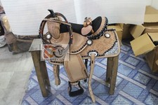 Western Leather Saddle Barrel Racing Horse Saddle with Set Free Ship with set