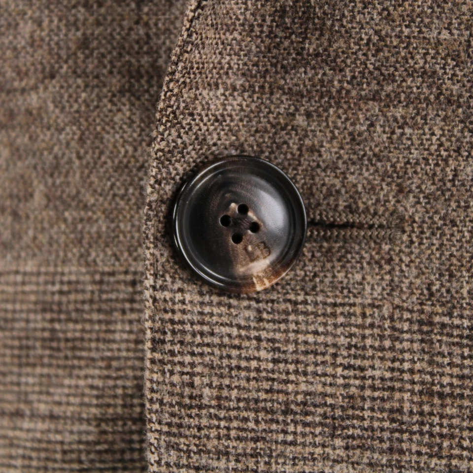 Traje de dos piezas Luciano Barbera nuevo con etiquetas lana cachemir talla 50 (40 EE. UU.) a cuadros marrón Foto 2 de 4