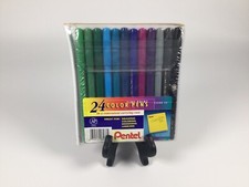 Vintage PENTEL Color Pens Fine Point Markers S360R-24 Taiwan Rare New Sealed