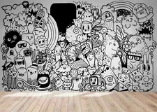 3D Cartoon Doodle Wallpaper Wall Mural Removable Self-adhesive Sticker559