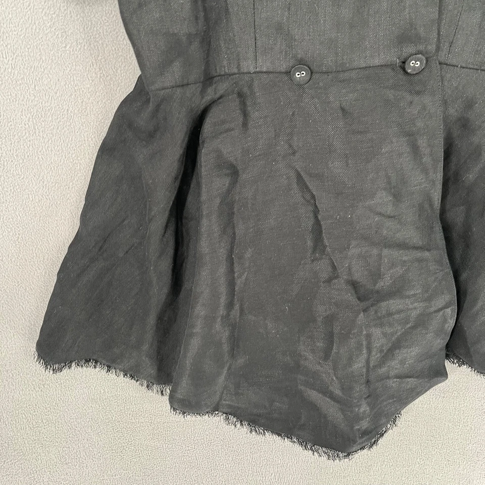 Sass & Bide Top Mujer 10 Negro Nuevo con Etiquetas Chaleco Lino Cascada Botón Selva Peluche Foto 4 de 4