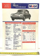 ANCIENNE FICHE TECHNIQUE VEHICULE MOBIL OIL CITROEN DS21 INJECTION