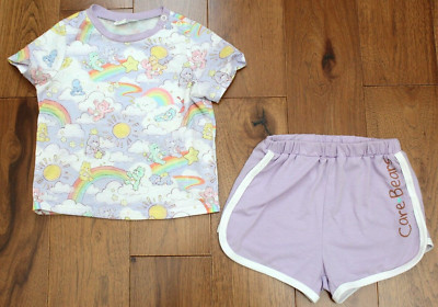 CARE BEARS OUTFIT Girls 18 24 Months 2T Retro Purple Shirt Shorts 2 Pc Set
