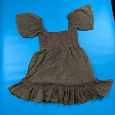 SweetFire Boutique Mini Dress Womens Medium Brown Smocked Square Neck Ruffle Hem