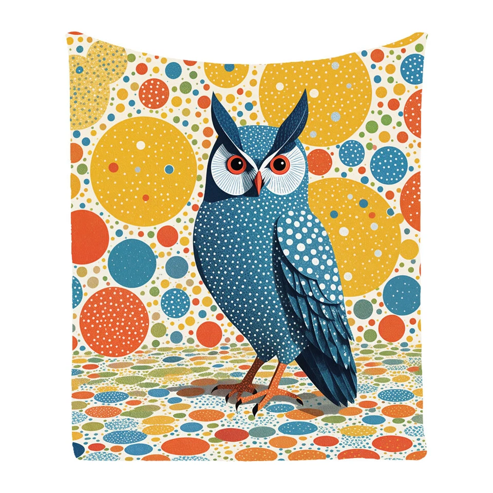 Owl Spotted Dots Flannel Bedspread Sofa Throw Blanket Holiday Birthday Gift - Image 4 of 4