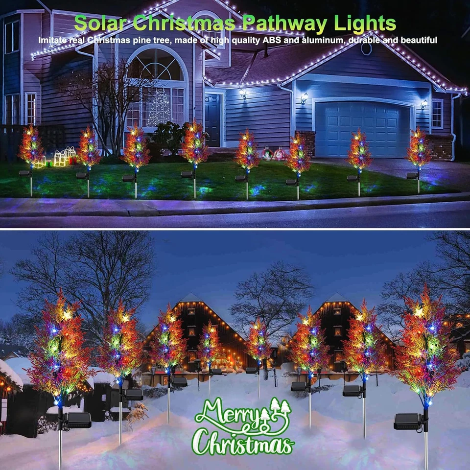 Lámpara LED 2-10 piezas de luces solares de estaca para árbol de Navidad al aire libre camino de jardín Foto 4 de 4