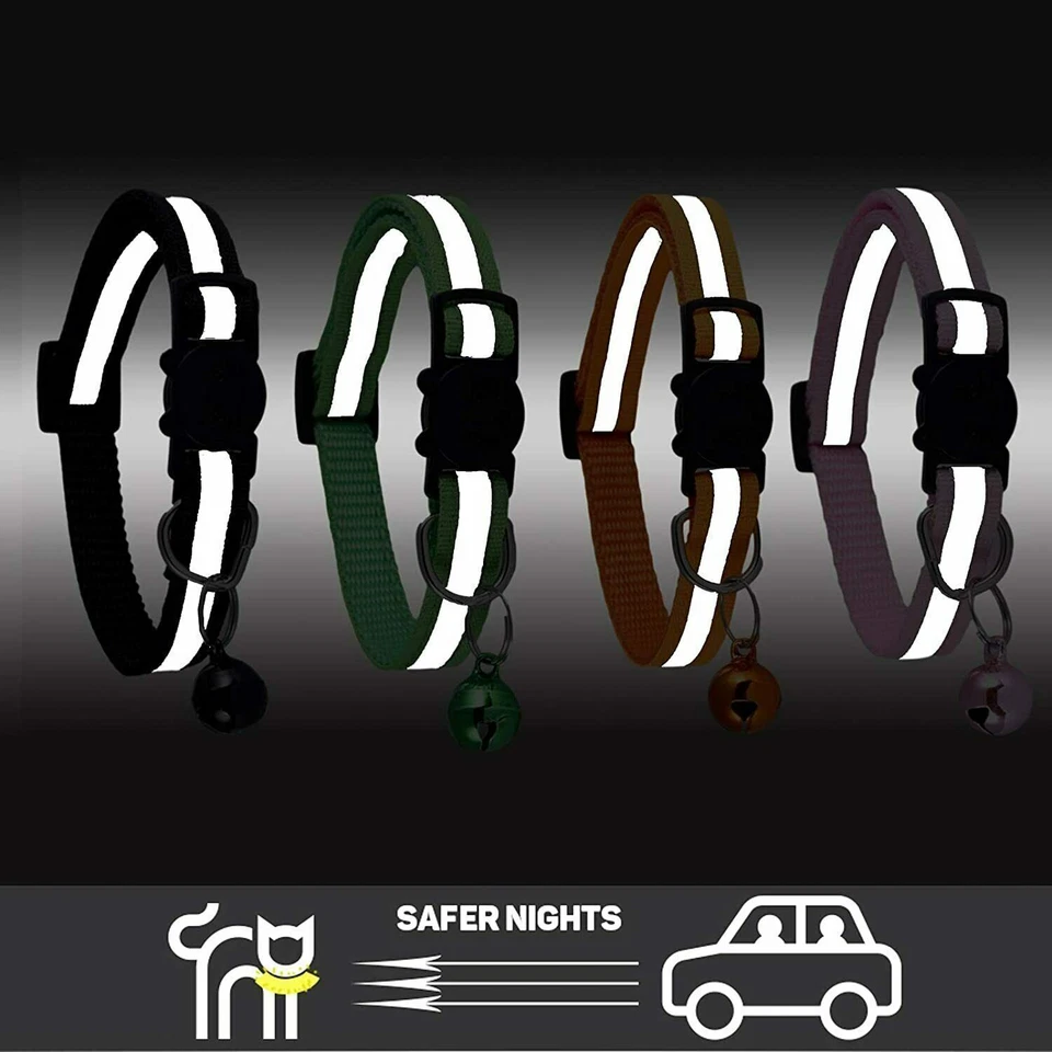 Reflective Nylon Cat Collar With Bell For kitten Small Dog Puppy Pet Adjustable - Image 3 of 4