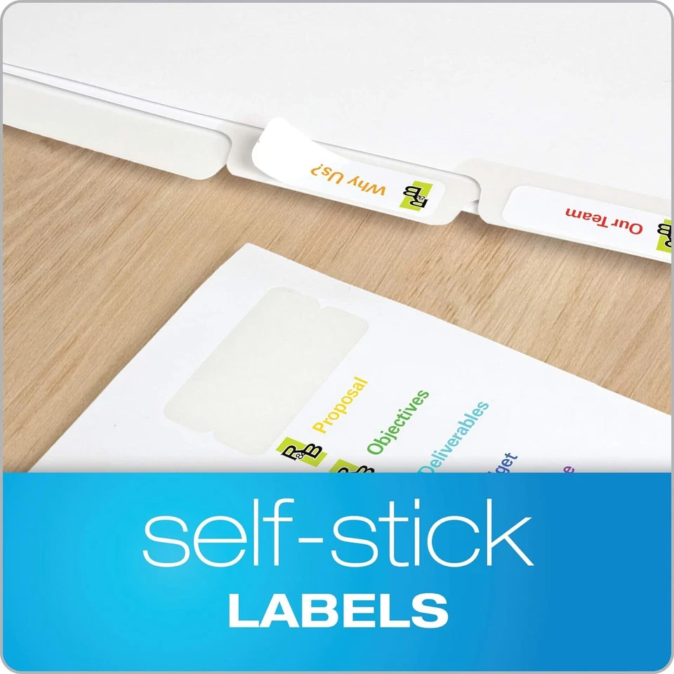 Oxford OXF11313 Divisores de pestañas de etiquetas personalizados con 5 juegos autoadhesivos, blanco  Foto 2 de 4