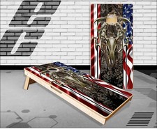 American Flag Deer Skull Camo Cornhole Boards Bean Bag Toss Game