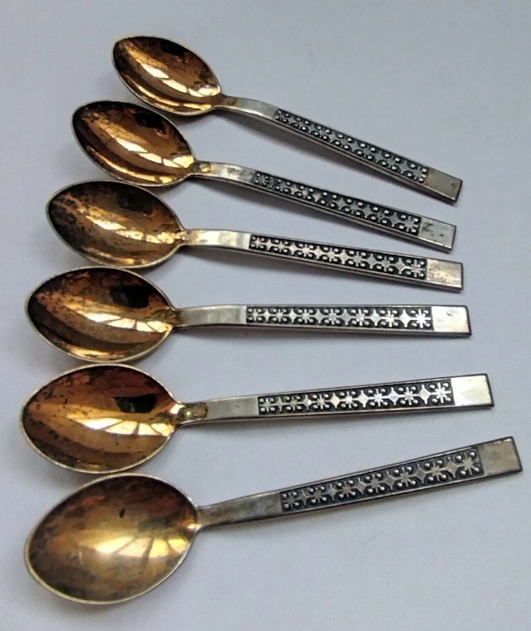 Juego vintage de cucharas de café de plata valor de ensayo 916 Foto 2 de 4