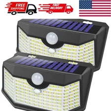 Daylight White 120 LED Solar Lights, Motion Sensor & Waterproof - Front Button