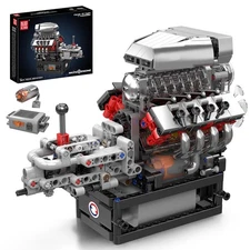 Mould King 10225 V8 Engine Motor That Runs Building Block Toy STEM Construction