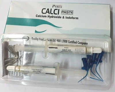 Calci Paste Calcium Hydroxide Iodoform Paste Root Canal Filling 2 X 3 Gm. Pyrax