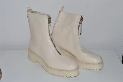 Sam Edelman Jacquie Botines Cuero Marfil Talla 11 Cremallera Usados en Excelente Condición Chelsea Lug Suela - Imagen 1 de 4