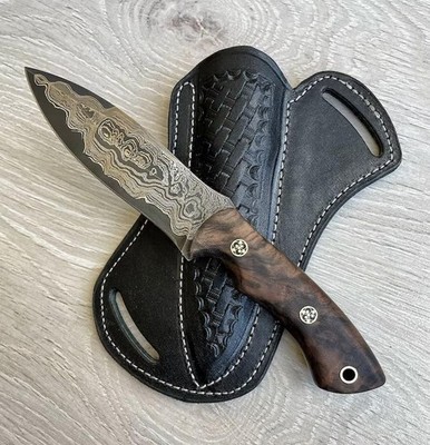 Real Damascus Hunting Knife & Rose Wood Handle - 150 Layers - Blacksmith Knife