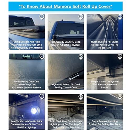 Soft Roll-Up Tonneau Cover Compatible for 2002-2018 Dodge Ram 1500 2500 3500 - Picture 6 of 7