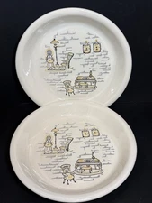 Two (2) Stetson Marcrest "Gay Nineties" Pie Baking Dishes 10" Diameter MCM Vtg