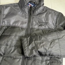 Reebok Light Puffer Full Zip Jacket Youth Small 8 Winter Outerwear Black Gray