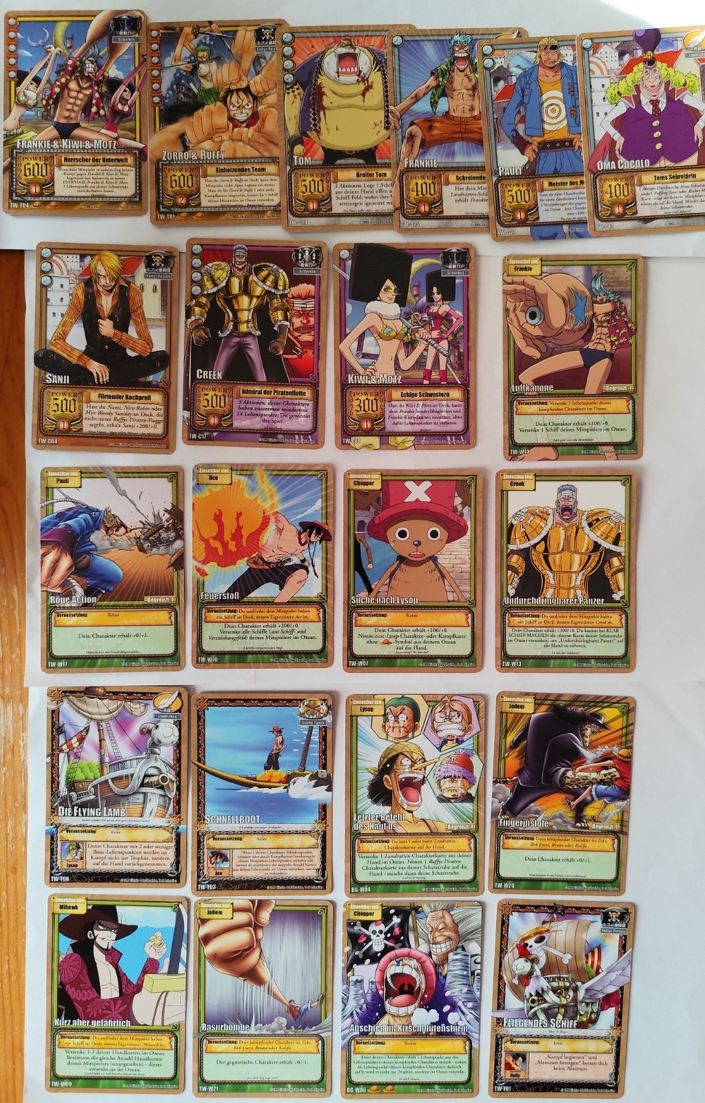 One Piece - Juego de 22 cartas Water Seven TW TCG 1999 Alemán