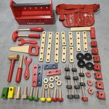 Craftsman Kids Take Along Tool Kit Wooden Build With Me Lot of 64 Ages 3 