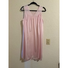 Lorraine Vintage Pink Antron III Nylon Lace Sleeveless Nightgown Medium USA Made