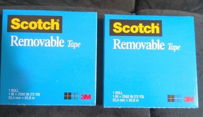 Lot Of 2 - 3M Scotch  Removable Tape 811, 1 in x 2592 in NIB