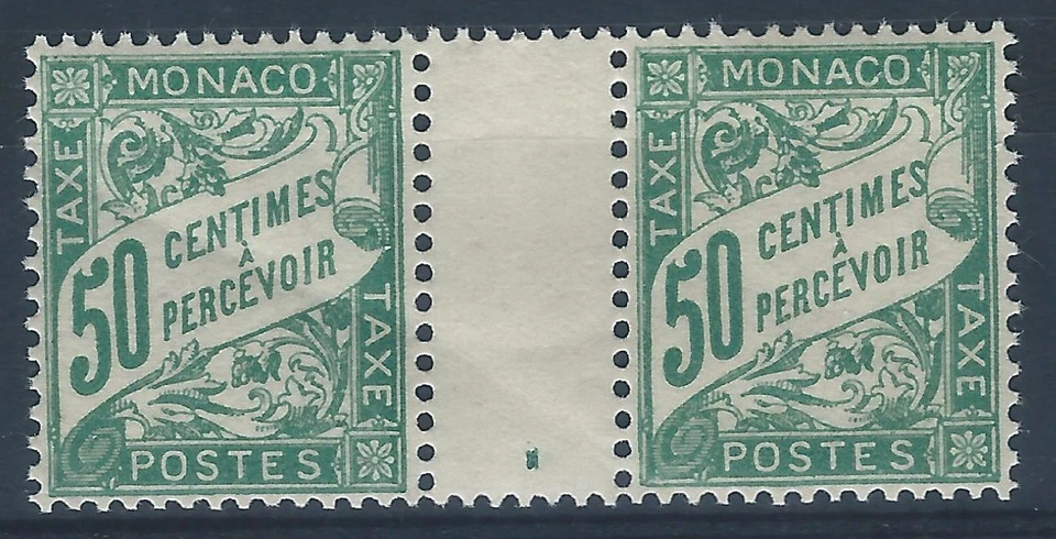 H - 006 - MONACO-TAXE N° 20, EN INTERPANNEAU, - * * . BONNE COTE - TTB - Photo 1/1