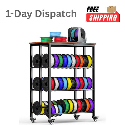 .Ormeli 3D Printer Filament Cart 2 Rows Storage Rack Metal Black