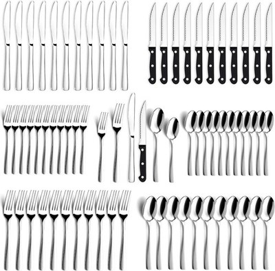 72 Pcs Silverware Set Stainless Steel Flatware Set for 12 Cutlery Set Kitchen