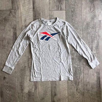 Reebok Classic Kids Heather Long Sleeve Vector Logo Graphic Tee Shirt M 10-12