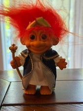 Vintage Russ King Troll Doll 18562 Blue Robe Crown Scepter Red Hair 5"
