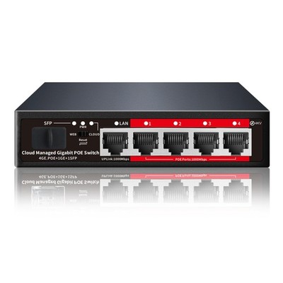 5 Port Gigabit PoE+ Switch Managed Ethernet 4 PoE Ports @52W 1 Uplink 1 SFP