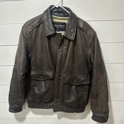 Wilson s Brown Leather Bomber Jacket w Thinsulate Liner Men's Small