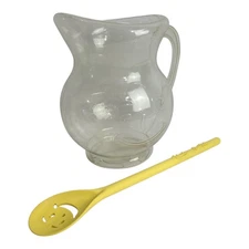Vintage Kool Aid Clear 2 Quart Pitcher 7.5” & Splenda Smiley Mixing Spoon Kraft