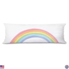 Boho Pastel Rainbow 20x54 Body Pillow Cover - Minimalist Nursery Decor for Kids