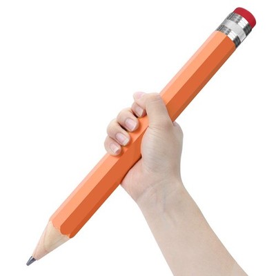 BUSHIBU Wooden Jumbo Pencils for Prop/Gifts/Decor 1 Count (Pack of 1), Orange 