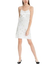 Max Studio London Womens Embroidered Sequined Slip Cocktail Dress