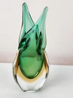 Green Orange Sommerso Murano Glass Vase Flavio Poli Style Vintage 7.5"
