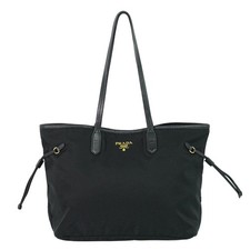PRADA Tessuto B4001T Nylon Shoulder Tote Bag Black Gold