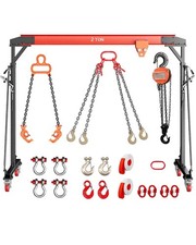 Adjustable Gantry Crane 4400 lbs Portable 8 ft-11 ft with Manual Trolley 2 Ton